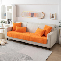 HOKIPO Premium Plush Anti Slip Sofa Cover Mat, 90(D) x 120(L) cm, Orange (AR-5033-OR)