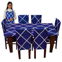 ELEGANTA Dining Table Cover 4 Seater, Table Cover, Dining Table Cover, Chair Cover, Polyester Spandex Chair Cover, Washable, Fade Resistant, Anti Slip, Flexible Slipcover Stretch Fit (Blue Diamond)