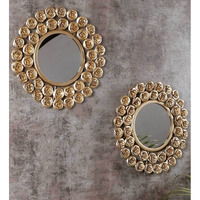 METALMASTERY Wall Mirror Mounted Hanging Metal Rose Golden Round Mirror for Home Decor Living Room Bedroom Reflection Decorative Mirror - Add a Touch of Glamour to Your Space (Gold)