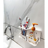 Bonsenkitchen Wall Mounted self Adhesive Acrylic Tooth Toothbrush Holder for Bathroom,Toothbrush Tumbler,Toothpaste for Bathroom Stand 8 in x (White)