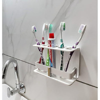 Bonsenkitchen Wall Mounted self Adhesive Acrylic Tooth Toothbrush Holder for Bathroom,Toothbrush Tumbler,Toothpaste for Bathroom Stand(Big White AC)