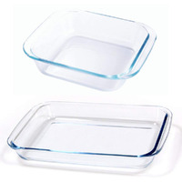 Femora Borosilicate Glass Microwave Safe; Oven Safe Rectangular and Square Dish 1600 ML_1700 ML; Set of 2, Transparent