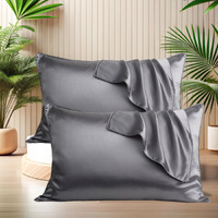 SITTELLA Set of 4 Satin Silk Pillow Cover and 6 FREE Scrunchies with Envelope Closure End and Design, Soft Silk Pillow Case for Hair and Skin (Grey)