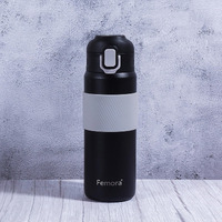 Femora HydroPro Double Walled Stainless Steel/ThermosteelCharcoal Black Vacuum Insulated 600ml Flask Hot and Cold Water Bottle for Office, Travel, Sports