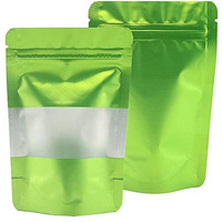 TRUE SHOP THE ULTIMATE SOLUTION FOR FOOD STORAGE - FOIL POUCH STAND-UP BAGS WITH SELF-SEALING TECHNOLOGY MATT GREEN 50 GRAM (6INCHx3INCH) or(14CMx8CM) (PACK OF 100)