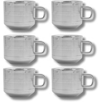 WALKN Stainless Steel Double Wall Deepline Tea/Coffee Cups/Mugs for Home, Office | Set of 6, 80ml Capacity | Lightweight, Portable, Reusable, Easy to Clean | Hot & Cold Beverage | Silver