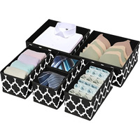 KIKA HOMS Drawer Storage Organizer, Organisers Storage Box for Drawers, Cloth Storage Boxes for Baby Clothes, Bra, Underwear, Socks, Lingerie, Ties, Scarves, in Closet (6 pcs, Black)