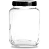 CLOUDMART Transparent Square 3000ml Glass jar With Black Plastic Airtight Lid for Kitchen Grocery Storage Container Kitchen Jar Set for Sugar Grains Aata Daal Pickles [ Black Lid, 3kg, set of 1 ]