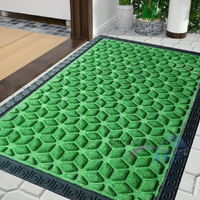 Impression Hut Polypropylene Hexagon Pattern Entrence Welcome Door Mat Water Proof Foot Mat with Anti Slip Natural Rubber Backing for Bathroom, Office, Kitchen and Hospital (40 X 60) Green