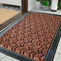 Impression Hut Polypropylene 3D Block Pattern Entrence Welcome Door Mat Water Proof Foot Mat with Anti Slip Natural Rubber Backing for Bathroom, Office, Kitchen and Hospital (40 X 60) Brown