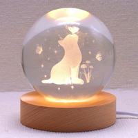 Miramar 3D Cat Figurine Crystal Ball Lamp, Cat Light Lamp with Wooden Base, Cat Gifts for Cat Lovers, Cat Stuff for Cat Lovers, Birthday Christmas Mothers Day Cat Temed Items for Women Cat Lovers