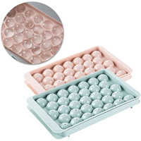 Greenhood Plastic Ice Cube Tray Round 33 Grid Mini Circle Making Sphere Ball Mold for Freezer Chilling Cocktail Whiskey Reusable Flexible Trays (Multi Color)