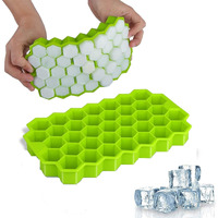 Greenhood Ice Cube Tray Silicone for Freezer Honeycomb 37 Cavity Ice Cube Mould Flexible Tray for Freezer, Chocolate Cake Maker, Ice Trays for Chilled Drinks, Reusable (Multi Color) (Style 1)