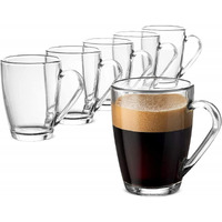 BAGYAM - Glass Coffee Mugs - Glass Irish Coffee Cups & Mugs with Handle for Milk Coffee Tea Espresso Cappuccino etc - Hot & Cold Beverages (215ML, 2 Pieces)