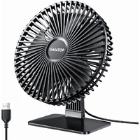 Gaiatop Small Table Fan, 6.5 Inch Ultra-quiet, 90 Adjustment for Better Cooling, 3 Speeds Portable Mini Powerful Desktop Table Fan, Small Personal Cooling Fan for Home Office (Black leaf)