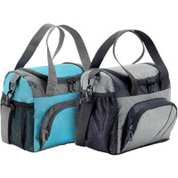 FATMUG Polyester Lunch Bags For Office Men Women - Insulated Tiffin Bag With Zip - Set Of 2 (Grey, Sky Blue), 7 liter