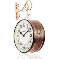 CRAFTEL Metal Analog Double Sided Vintage Station Wall Clock for Home (Rose Gold_12 Inches)