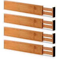 Zollyss Bamboo Drawer Dividers Organizers - Expandable Drawer Organization Separators For Kitchen, Dresser, Bedroom, Bathroom And Office, 4-Pack 17.5-22 In, Natural(Ethylene Vinyl Acetate;Wood)