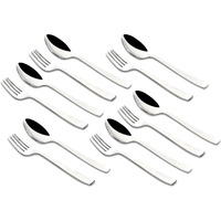 Parage Stainless Steel Spoon Set & Fork Set 12 Pieces for Tea, Coffee, Sugar, Condiments & Spices - Set of 12 Contains Spoons Set of 6 Spoon and Fork Set of 6, Mirror Polished