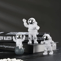 Street27 3Pcs Astronaut Figurine Home Decor Astronaut Statue Sculpture Showpiece Decor Golden (Silver)