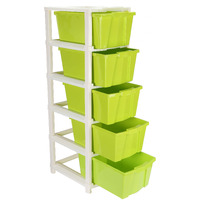 Joyful Studio 5 X-Large Plastic modular Drawer System for Home, Office, Hospital, Parlor, School, Doctors, Home and Kids, Colour Green, Product Dimension when assembeled (31cmx39cmx98 cm)