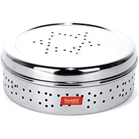 Sumeet Stainless Steel Hole Puri Dabbas/Sprout Maker/Flat Canisters With Air Ventilation Size No. 12-20.4Cm Dia, Beige