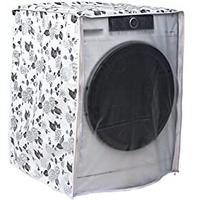 Classic Front Load Washing Machine Cover for LG 6.5 Kg & 8Kg (63Cmsx63Cmsx81Cms, Half White,Grey)