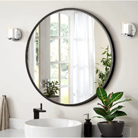 The Arts Box Round Wall Mirror I Metal Frame I Modern Design Metal Frame I Bathroom Wash Basin, Bedroom, Drawing Room (Black, 24)