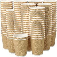 EOS- BUILDING TRUST Ripple Paper Non Slip Cups with Leak Proof & Three Corrugated Layer Ideal for Hot, Cold Hot Coffee/Drinks for Party (200 ml, 50 Pcs, Brown) (50)