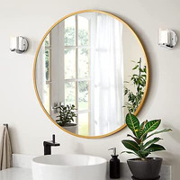 The Arts Box Round Wall Mirror I Metal Frame I Modern Design Metal Frame I Bathroom Wash Basin, Bedroom, Drawing Room (Gold, 24)