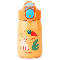 FunBlast Cartoon Design Hot and Cold Water Bottle for Kids - Double Walled Vacuum Insulated Stainless Steel Bottle, Insulated Stainless Steel Bottle, Thermos Flask with Straw (400 Ml)