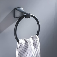 Plantex Space Aluminium Napkin Holder for Wash Basin/Towel Ring/Napkin Hanger/Toiwel Hanger/Bathroom Accessories (Black Powder Coated)