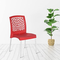 Nilkamal Mid Back Chair NS19SS | Chair for Living Room, Bed Room, Kitchen, Office Room, Outdoor| 100% PolyPropylene Stackable Chair | (Bright Red)