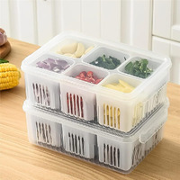 ZUSCHLAG Fridge Storage Boxes Freezer Storage Containers, Container for Kitchen Storage Set, Storage in Kitchen, Vegetable Storage, Draining Crisper Refrigerator Food Box (2 PIC (6 GRID))