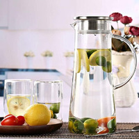 NVRA Premium Glass Water Jug - 1.3 LTR, Transparent, Hot Cold Water Pitcher with Lid Water Jug, Iced Tea, Milk and Juice Beverage Carafe, Lemon Jug, 1.30 Liter (Borosilicate JUG 1.3 LIETER)