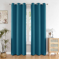 HOMEMONDE Heavy Blackout Curtains Long Door 8 Feet - Thermal Insulated, 90% Room Darkening Curtain, Set of 2, Blue - 96 Inches