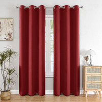 HOMEMONDE 90% Room Darkening Curtains - Set of 2 Blackout 9 Feet Long Door Drapes Thermal Insulated, Heavy Panels, Maroon - 108 Inches