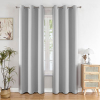 HOMEMONDE 63% Room Darkening Blackout Window Curtain 5 Feet Set of 2 - Heavy Curtains, Thermal Insulated Solid Panels, Greyish White