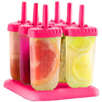 Karp Polypropylene Plastic Reusable Ice Pop Mold (Pink) - Set of 6