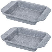 Femora Carbon Steel Stone Ware Non-Stick Coated Baking Dish (28 x 23 x 4 cm), Set of 2