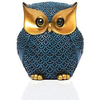 Xtore Modern Classy Lucky Owl Resin Art Figure Showpiece (Blue), 1 Piece