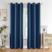 HOMEMONDE 95% Blackout Room Darkening, Thermal Insulated, 7 Feet Door Length Opaque Curtains, Navy Blue- 84 Inches Set Of 2