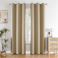 HOMEMONDE Solid 70% Blackout Curtains Door 7 Feet - Thermal Insulated, Heavy Blackouts, Room Darkening, 84 Inches - Beige, Opaque