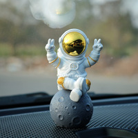 Street27 Astronaut Figurine Showpiece for Home Dcor Idols for Office Desk Table Astronaut Toy for Car Dashboard, Statue for Gift Gifting Items Birthday Decoration (Sitting on moon Golden)