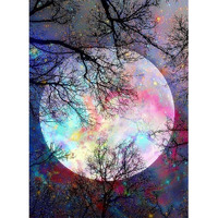 HASTHIP Diamond Painting Kit, 30 * 40cm Bright Moon Diamond Painting Kits, 5D Diamond Painting Kit for Adults & Kids, Art Wall Hangings Super Moon Night Scene for Home Wall Decor