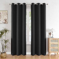 HOMEMONDE 100% Blackout Curtains with Stainless Steel Eyelets - Window 5 Feet Curtain, Thermal Insulated, Fully Heavy Blackouts - Set of 2, Black