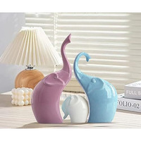 Xtore Beautiful Ceramic Elephant Family for Home Decor (Pack of 1,Multi-Coloured)