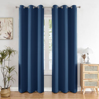 HOMEMONDE 95% Blackout Room Darkening, Thermal Insulated, 9 Feet Curtains, Navy Blue - Long Door 108 Inches Curtain, Pack of 1