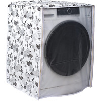 Classic Front Load Washing Machine Cover For Samsung 8.5 Kg,9 Kg,9.5Kg,10 Kg,10.5 Kg,11 Kg,11.5 Kg,12 Kg (72Cmsx63Cmsx81Cms,Half White & Grey). Pack Of : 1 Washing Machin Cover - Polyvinyl Chloride