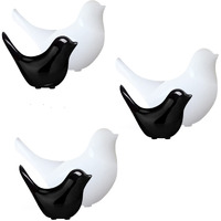 LIFEHAXTORE Creative White and Black Glossy Ceramic Birds Figurines Home Decorations Accessories Party (Pack of 6, Black & White)